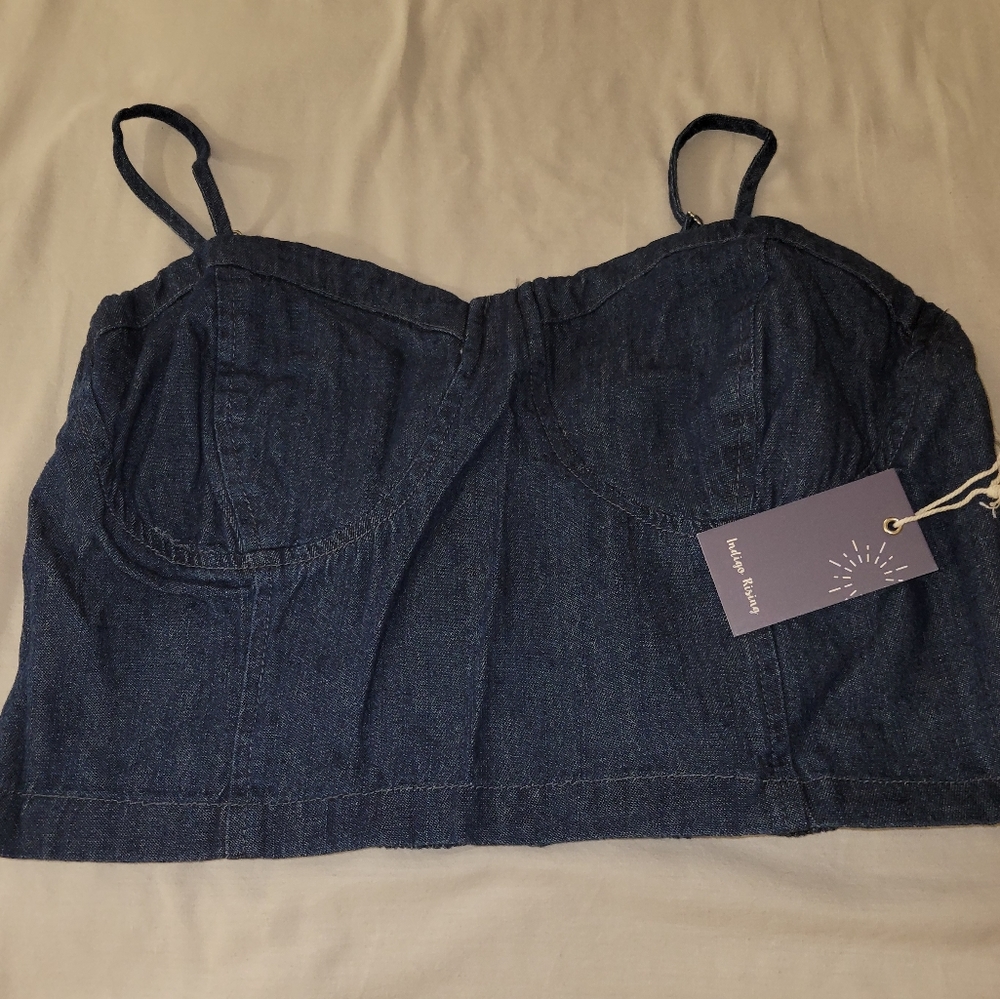 Plain denim crop top